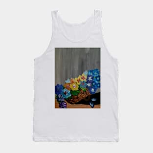 A bouquet of pansies flowers in a wicker basket Tank Top